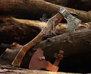 Handmade Carbon Steel Viking Axe ASH Wood Handle With Free Gift Viking hatchet S