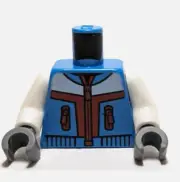 Lego - Minifigure Torso - Blue, White, Red, Coat, Jacket, Zippers, Ski
