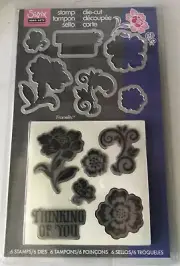 Retired Sizzix Stamp Framelits Die-Cut 657776 "Thinking Of You" New
