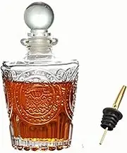 Mini Vintage Style Decorative Flower Vases,Bitters Bottle with Metal Pour Spout,Glass Decanter with Glass Ball Stopper for Cocktail Whisky Brandy Vodka Bourbon Juice (Ice Flower Bottle)