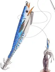 Squid Lure - Glow in The Dark Fishing Lures,Glow-in-The-Dark Hooks with Realistic Design Bait for Trolling Surf Shore Dark Conditions Deep Water