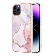 For Apple iPhone 14 Pro Max Case Hard back Marble Pattern Slim Design Enhanced Camera and Screen Protection Girls and Women Cover (Rose Gold)