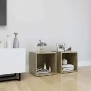 NNEVL TV Cabinets 2 pcs White and Sonoma Oak 37x35x37 cm Chipboard