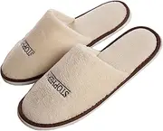 10 Pairs Spa Slippers White Hotel Guest Slippers for Spa, Party Guest, Hotel and Travel, Fits Most Men and Women (Color : Beige, Size : 11.2x4.7inches)