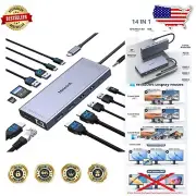 Triple Display USB C Hub - 14 Ports with 2 HDMI, DisplayPort, 100W PD Charging