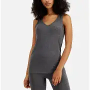 ALFANI WOMENS LARGE MODAL V-NECK TANK TOP SOLID HEATHER CHARCOAL GRAY NEW
