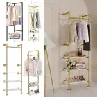 Floor/Wall Corner Clothes Rack Entryway Hall Tree Garment Coat Stand with Shelf