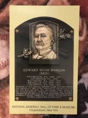 Ned Hanlon Postcard- Baseball Hall of Fame Induction Plaque- Photo - Cooperstown