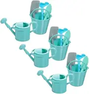 3 Sets Gardening Tool Adorable Simulation Watering Can Bucket Rake Models for Indoor Micro Landscapes Outdoor Decorations