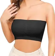 [Kitfore] Strapless Bras for Women Bandeau Bra Wireless Seamless Bandeau Top Comfort Padded Tube Top Bra