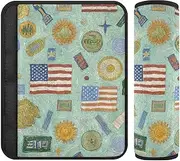 Art Painting Retro American Green 2 pcs Shoulder pad for Strap, Release Stress to Your Neck and Shoulders, Seatbelt pad for Bag Auto Truck