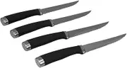 Home Basics KS45413 Stainless Steel Steak Knives with Non-Slip Handles, (Set of 4), Black, 4 Piece Set