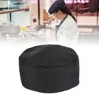 Chef Hat Adjustable Size Top Vent Breathable Cotton Polyester Fiber Black `