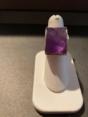 STERLING SILVER AND AMETHYST RING FILIGREEING SIZE 6