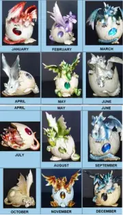****PICK ANY 3 **** Birthstone Dragon in Egg Shell Figure Statue