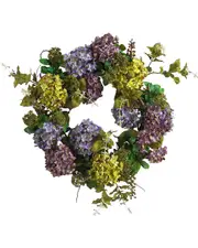 Nearly Natural 24in Hydrangea Wreath