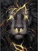 Huacan Diamond Painting Kits Black Lion 5D Diamond Art Kit Full Square Drill Painting Kit for Adults Beginner Lightning Painting with Diamonds Animal for Adults Home Wall Decor 30x40cm/11.8x15.7in