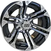 Red Hawk TIR-RX330 Wheel Machined w/Gloss Black w/Center Cap, 12x7 ET-25 Golf Carts
