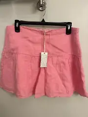 Vineyard Vines Pink Linen Mini Skirt Side Zip Double Lined Women's Size 6 Pink