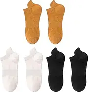 [Generic] 3 Pairs Sweat-Absorbent and Odor-Resistant Ankle Socks for Women – Breathable, Anti-Odor, Snagging Resistance, Cotton Sport Socks Set (White, Black, Brown), Brown/Black/White, One Size
