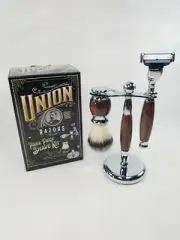 Union Razors 1876 Three Piece Shave Kit- handle - New! Set Christmas Gifts