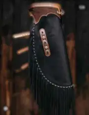 Custom Geometric Handmade Chink Western Leather Chaps, Leather Chinks western