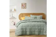 Vintage Design Homewares Sage French Linen Coverlet Set Queen
