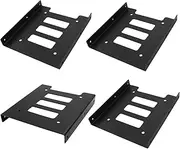 Kemcatui 4Pcs SSD HDD Mounting Bracket 2.5 to 3.5 Adapter, Black Hard Disk Drive Bays Holder with Screws, Metal SSD Holder Mount for PC