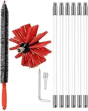 BBTISG Chimney Cleaning Brush Kit, Duct Vent Cleaning Set with 6 Nylon Rods, 1 Brush Head, 1 Long Brush for Flue/Fireplace/Sewage Pipe/Fume Hood
