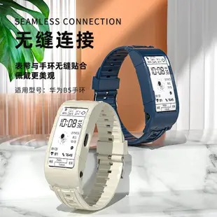 適用華為b5手環錶帶華為手環b5錶帶新款升級電子風裝甲硅膠一體腕帶潮個性時尚透明替換帶配件男女底座非原裝