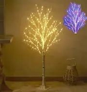 Lighted Birch Tree with 200L Multi Color and Warm White Fairy Lights 8 Functions