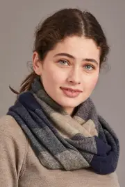 McDonald Possum Merino Ombre Snood Scarf-Navy/Pewter/Mocha
