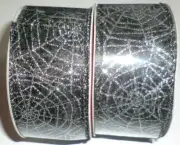 Halloween Ribbon Black Glitter Spiderwebs Halloween Wide 1-1/2" X 14' 1 Spool