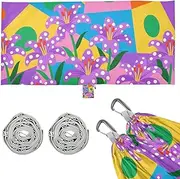 Colorful Geometric Shapes Purple Lilies Camping Hammocks with Portabl Carry Bag Swing Hammock for Outside Patio Backyard Poolside