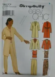 Simplicity 9577 Misses Duster Jacket Tops Pants PLUS Size 14-20 Sewing Pattern