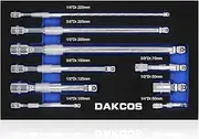 DAKCOS 3-Piece Wobble Socket Extension Bar Set, 1/4", "3/8", "1/2" Drive, CR-V Steel