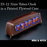IN-12 Nixie Tubes Clock in a Painted Plywood Case Format 12/24H Temp F/C