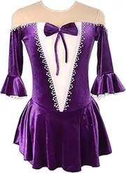 [Zagitova] Ice Figure Skating Dress for Girls Graceful Patchwork Open Back Competition Dance Outfits with Shiny Rhinestone