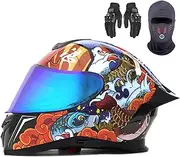 Full Face Motorcycle Helmet Adult Lightweight Street Bike Motorcycle Helmet with Double Visor DOT/ECE Approved