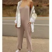 Beyond Yoga Breezy Jumpsuit Washed Chai Size Small Mid Length NWT