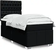 vidaXL Box Spring Bed with Mattress and LED Lights Black King Single - Adjustable Headboard and Mattress Topper Included