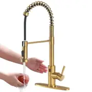 Gold Touchless Kitchen Faucet with Pull Down Sprayer, GIMILI Motion Sensor Sm...