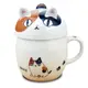 【堯峰陶瓷】日本進口造型附蓋馬克杯-貓三兄弟(咖)單入 | 1杯2用 | 療癒動物系列 | 陶瓷餐具