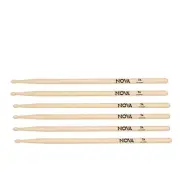 Vic Firth Nova 7A Wood Tip 3 Pairs American Hickory Drumsticks