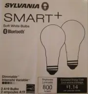 SYLVANIA BLUETOOTH SMART BULBS LED A19 60w Equiv. Soft White Dimmable 2 Pc 800lm