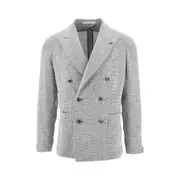 [TAGLIATORE] TAGLIATORE Mélange tweed double-breasted blazer Man 46 46 Grey