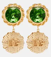 [Dolce & Gabbana] Dolce & Gabbana DG crystal-embellished clip-on earrings One Size gold
