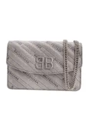 Balenciaga BB Silver Shimmer Wallet On Chain Bag