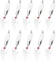 uxcell Fishing Spoons, 10 Pcs 1/5 oz Fishing Lures Casting Spoon Treble Hooks Jigs Hard Metal Spinner Baits for Freshwater Saltwater Salmon, Silver Tone