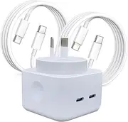 USB C Fast Charger, 40W Dual USB-C Port Power Adapter with 2 Packs 1.2M USB C Cables, Type C Phone Charger PPS QC3.0 AU Plug for iPhone16/15/14/13/12/11/X/iPad/Samsung/Pixel/XIAOMI